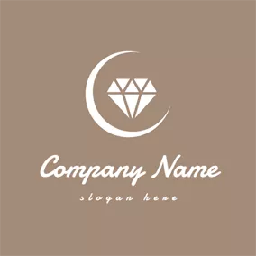Fashion Brand Logo White Moon and Diamond logo design