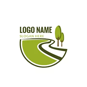 Nature Logo White River and Green Tree logo design