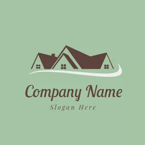 Logo Immobilier White Road and Brown House logo design