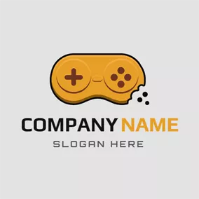 Advertisement Logo Yellow Gamepad and Biscuits logo design