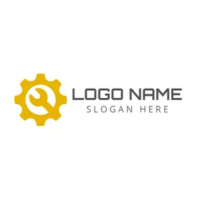 Repair Logo Yellow Spanner and Gear logo design