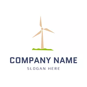 Lawn Care Logo Yellow Windmill and Wind Energy logo design
