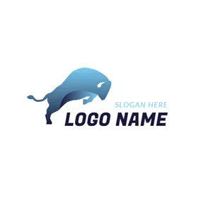 Silhouette Logo Abstract Blue Buffalo logo design