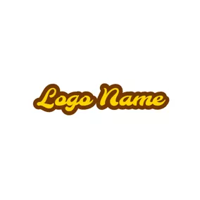 Cooles Text-Logo Funny Yellow and Brown Font logo design
