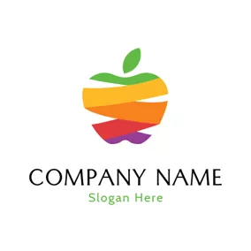 Minimalist Logo Abstract Colorful Apple Icon logo design