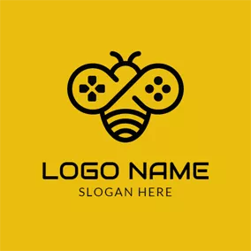 Logótipo De Animais Adorable Bee and Special Gamepad logo design