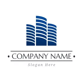 Property Management Logo Blue and White Mansion logo design