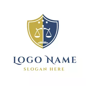 Emblem Logo Blue Star and Scale Court Badge logo design