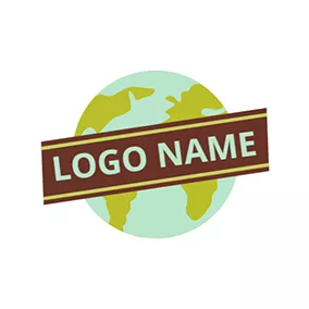 網站 & 博客Logo Brown Banner and Green Globe logo design