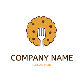 Food & Drink Logo Fork Cute Cookie logo design