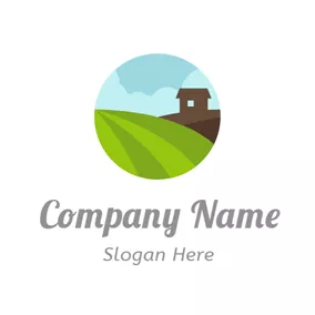 Paddy Logo Green Leaf and Brown House logo design