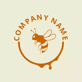 動物＆ペットロゴ Honey and Flying Bee logo design