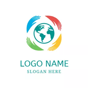 World Logo Protective Hand and Green Earth logo design