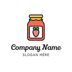Seal Logo Red Jar and Strawberry Jam logo design