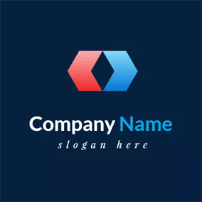 企業ロゴ Symmetrical Red and Blue Polygon Company logo design
