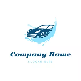 Car Wash Logo Water Spray and Car logo design