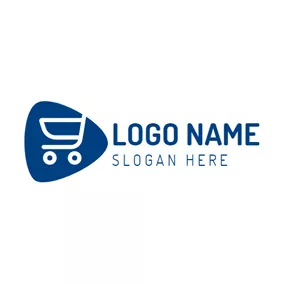 網站 & 博客Logo White and Blue Shopping Cart logo design