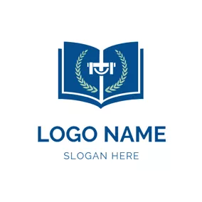 Logotipo De Religión White Cross and Blue Book logo design