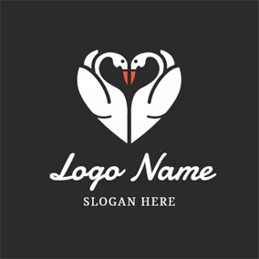 Fancy Logo White Heart Shaped Swan logo design
