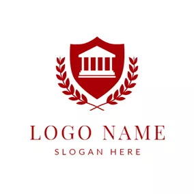 Legal Logo Red Branch and Court Badge logo design