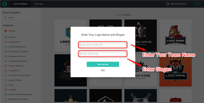 Make an Esports Logo with Esports Logo Maker – Step 2