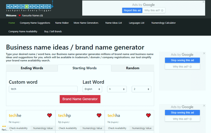 Cool And Catchy Business Name Generator