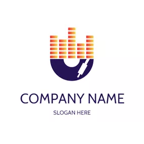 矩形 Logo CD Melody and Rectangle Shape logo design