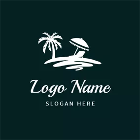Curve Logo Abstract Beach and Coconut Tree logo design