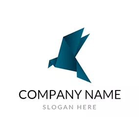 Logótipo Pomba Abstract Blue Paper Pigeon logo design