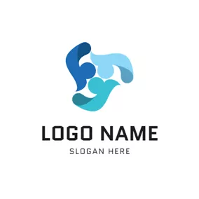 Logótipo De Colaboração Abstract Blue Person Icon logo design