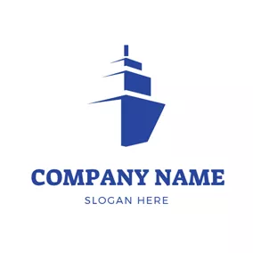 Rectangle Logo Abstract Blue Steamship logo design