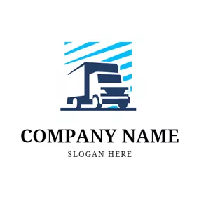 Deliver Logo Abstract Blue Truck Icon logo design