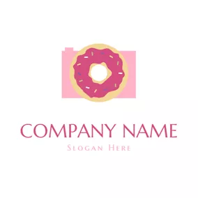 Rectangle Logo Abstract Camera and Doughnut logo design