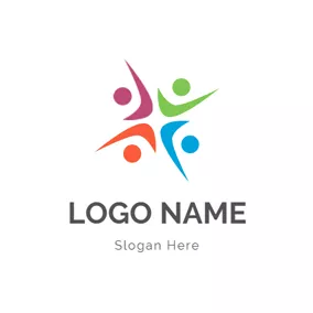 團隊合作logo Abstract Colorful People Icon logo design