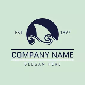 Creature Logo Abstract Green Sea and Shark Fin logo design