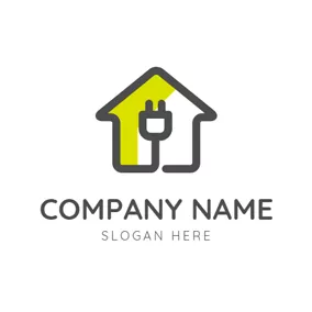 Industrial Logo Abstract House and Plug Wire logo design