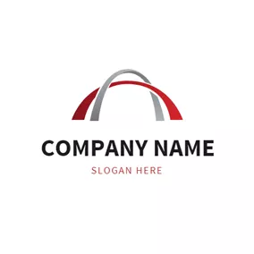 Curve Logo Abstract Red and Gray Arch logo design