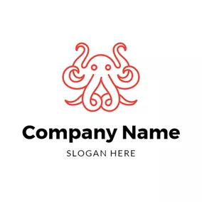 Curve Logo Abstract Red Octopus logo design