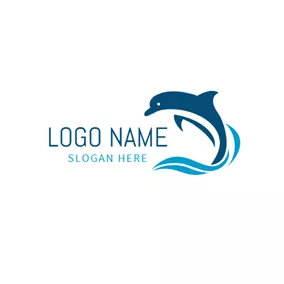 Jump Logo Abstract Wave and Dolphin logo design