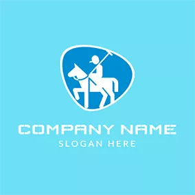 馬のロゴ Abstract White Horse and Sportsman logo design