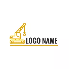 吊車logo Abstract Yellow and White Crane logo design