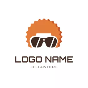 ヘアロゴ Afro Hairstyle and Sunglasses Hipster logo design