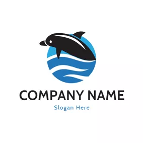 Jump Logo Aquarium and Black Dolphin logo design