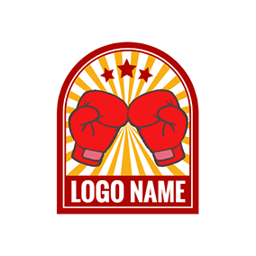Fight Logo Arch Stripe Boxing Gloves Boxer logo design