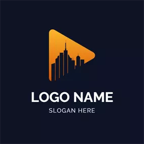 建築物Logo Architecture and Vlog Play Button logo design