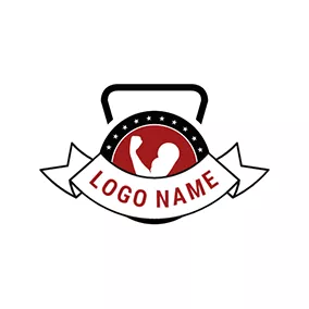 バッジ　ロゴ Arm With Kettlebell Badge logo design