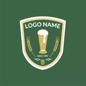 Beverage Logo Badge and Beer Glass logo design
