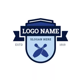 ボウリングロゴ Badge and Cross Bowling Pin logo design
