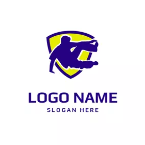 Logotipo De Insignia Badge and Parkour Sportsman logo design