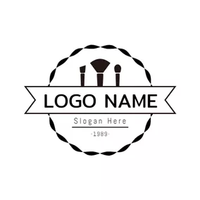 Black Logo Badge and Various Make Up Tool logo design